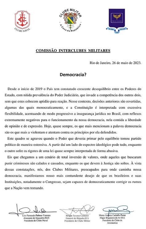 Daniel Vitor On Twitter Mais Uma Carta Hoje Dos Militares Agora A