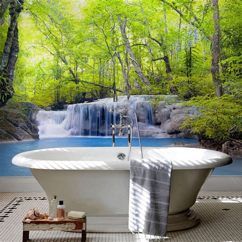 Self Adhesive Forest Waterfall Bathroom Mural Custom Sizes Available Maughons