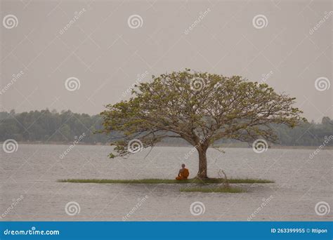 Buddhist Monk In Meditation Beside The River Editorial Image Image Of