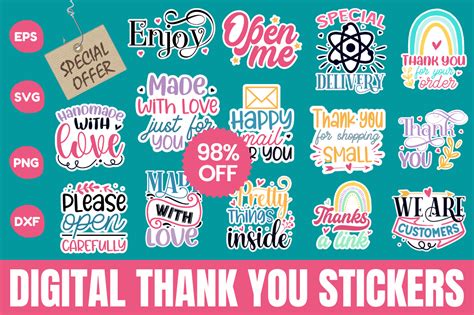 Digital Thank You Stickers Gráfico Por Designosun · Creative Fabrica