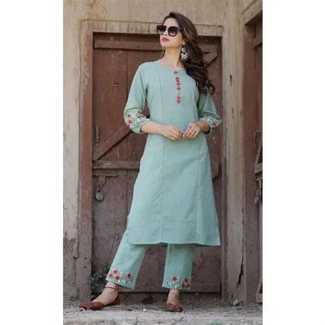 Round Casual Wear Embroidered Cotton Palazzo Suit At Rs 600 Piece In Jaipur