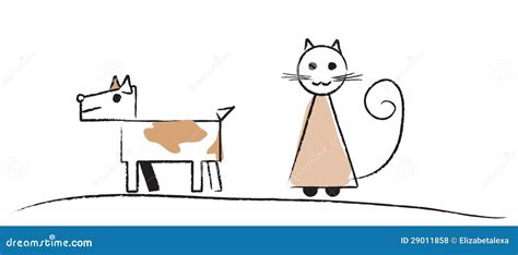 Simple Sketch Of Dog And Cat Royalty-Free Stock Image | CartoonDealer.com #29011858