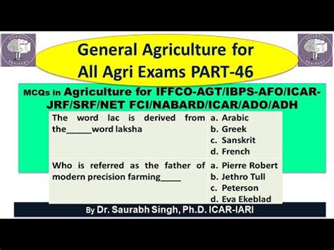 General Agriculture Mcqs Part For Iffco Agt Icar Jrf Srf Net