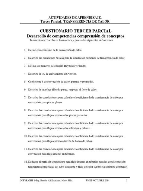 Pdf Actividades De Aprendizaje Tercer Parcial Transferencia De Calor