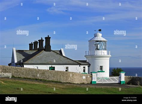 Anvil Point Lighthouse at Durlston Head on the Isle of Purbeck along ...