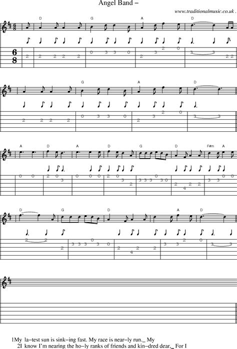 American Old-time music, Scores and Tabs for Guitar - Angel Band