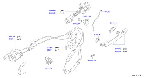 Nissan Pathfinder Door Lock Operating Rod Right 80514 EA000