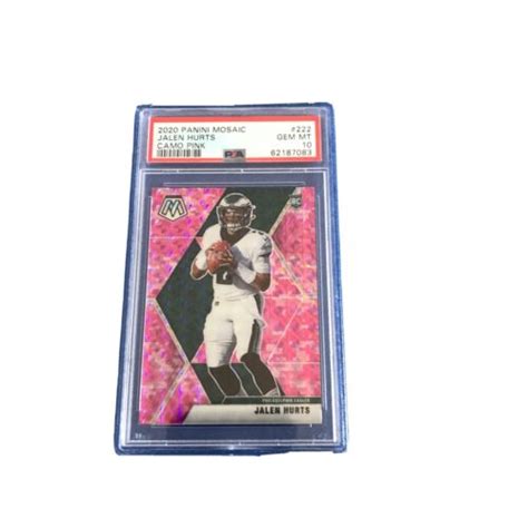 2020 Panini Mosaic 222 Jalen Hurts Camo Pink Prizm RC PSA 10 GEM MINT