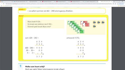 Pluspunt 4 Groep 6 Blok 5 Doel 1 Kolomsgewijs Aftrekken Met Tekorten