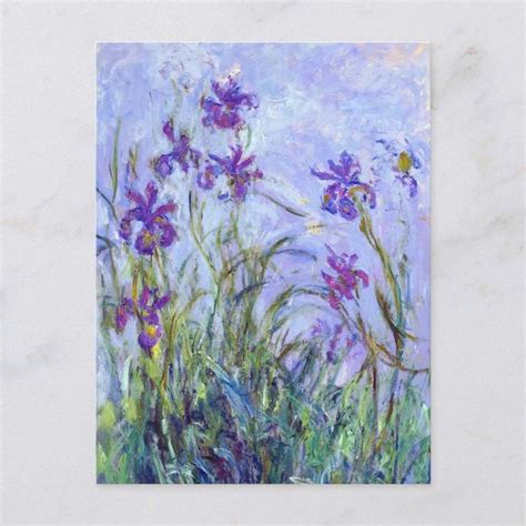 Claude Monet Lilac Irises Iris Mauves Postcard Zazzle Claude