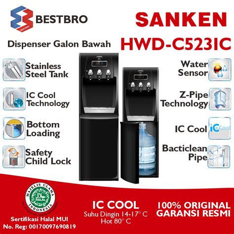 Jual Sanken Dispenser Galon Bawah HWD C523IC Hitam Bottom Loading