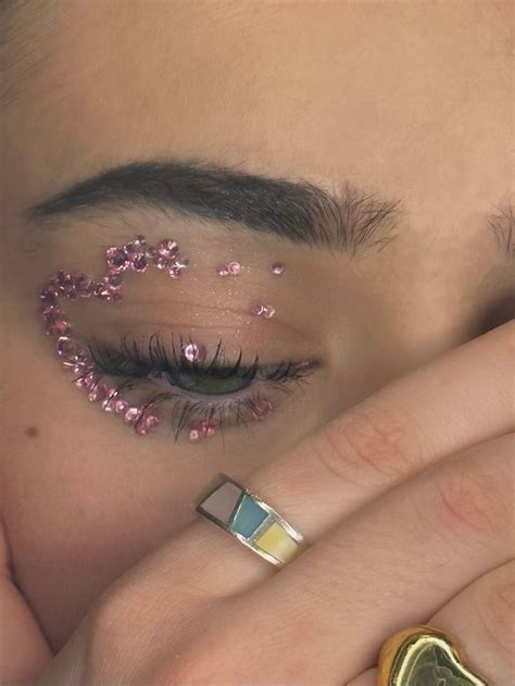 ValentinesDay Heart Eyes MakeUp Rhinestones Pink Bedazzled Hearteyes