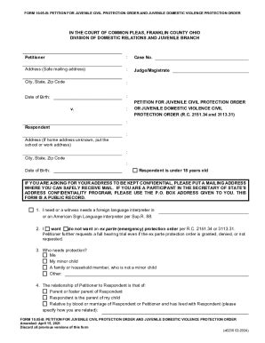 Fillable Online Drj Fccourts Form 10 05 B Petition For Juvenile Civil