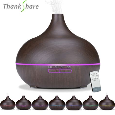 THANKSHARE 550ml Humidifier Remote Control Ultrasonic Air Diffuser Wood