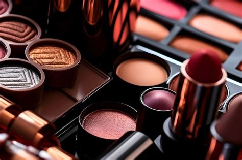 premium ai image  selection  makeup products including  lipstick