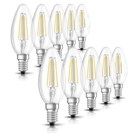 10 X Osram LED Filament Leuchtmittel Kerze 4W 40W E14 Klar 470lm Wa