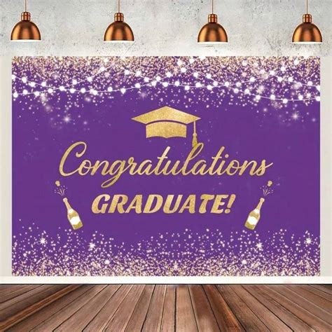 1pc Purple Graduation Background 2024 Purple And Gold Congratulations Graduation Photo