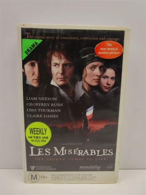 Les Miserables Liam Neeson Geoffrey Rush Vhs Tape Video Movie M