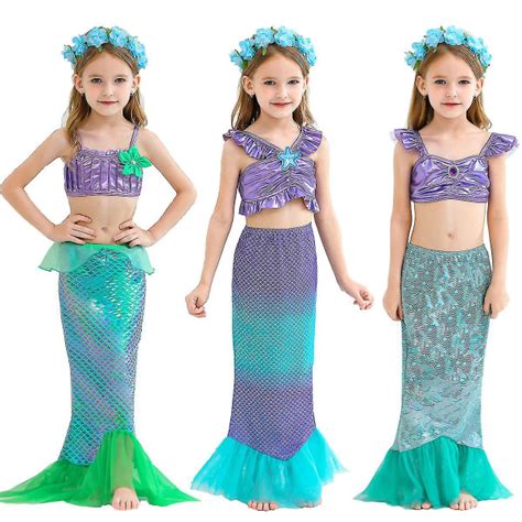 Girls Princess Dress Mermaid Ariel Dress Halloween Carnival Party