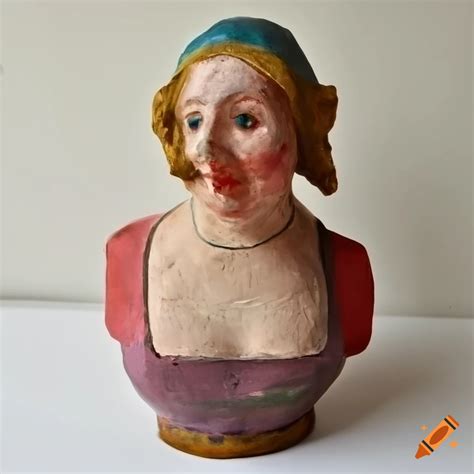 Colorful Vintage Papier Mache Bust On Craiyon