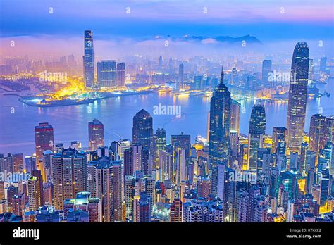 Hong Kong View Of Victoria Harbour And Central From Lugard Road