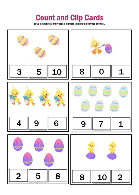 Easter Count And Clip Cards For Preschoolers The Crafting Teacher