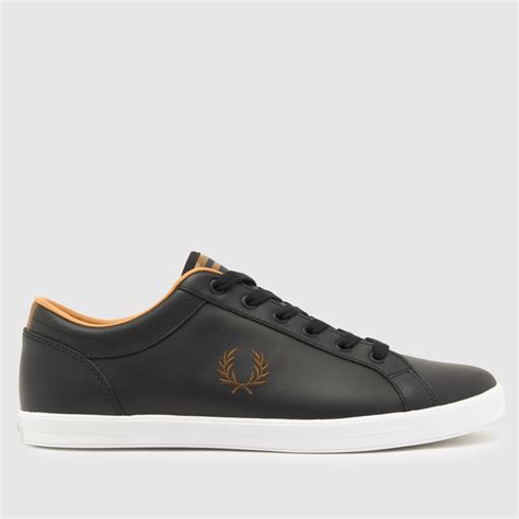 Fred Perry Baseline Leather Trainers In Black Brown ShoeFreak