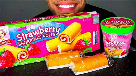 Asmr Strawberry Shortcake Rolls Ice Cream Mukbang Eating Show Mouth Sounds No Talking Candy