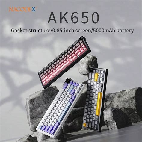 NACODEX Teclado Mecânico NACODEX AK650 Tri Mode Hot Swappable RGB DIY