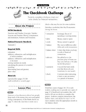 Balancing Your Checkbook Real Life Math Printable Skills Sheets