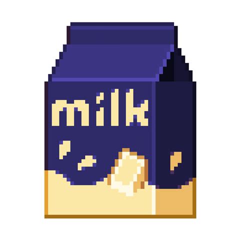 An 8 Bit Retro Styled Pixel Art Illustration Of A Blue White Chocolate Milk Carton 27226485 Png