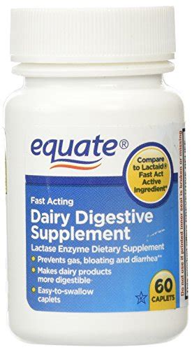 Equate Dairy Digestive Supplement 60 Caplets Lactase Enzyme In