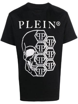 Philipp Plein Embellished Skull Logo Print T Shirt Farfetch