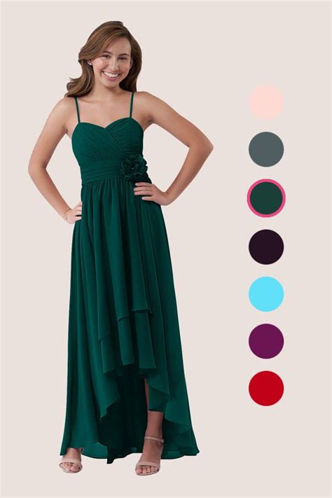 Azazie Catalina Jbd Junior Bridesmaid Dresses High Low Chiffon Dress