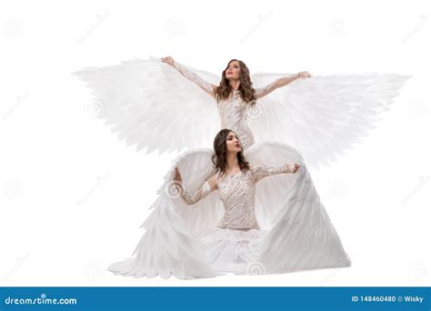 Dancers In Beautiful Dresses And Wings View Stock Photo Image Of