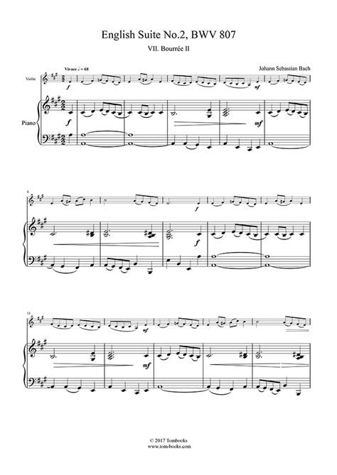 English Suite No In A Minor Bwv V Bourr E Ii Accompaniment