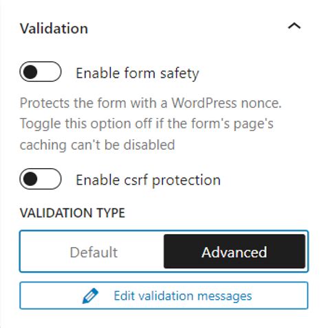 Advanced Form Validation Formbuilder