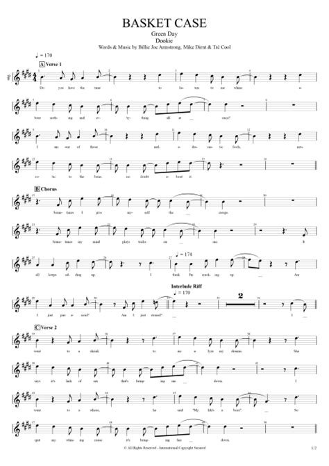 Basket Case Tab by Green Day (Guitar Pro) - Full Score | mySongBook