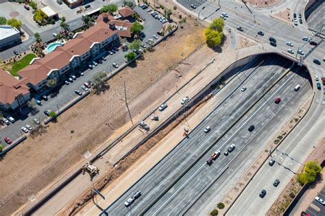 Freeway Widening and Ramp Construction Viewed from Above Stock Image ...