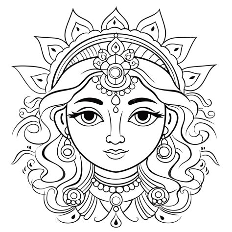 Gambar Kepala Dewi Wanita Hindu Dengan Ornamen Di Wajahnya Gambar