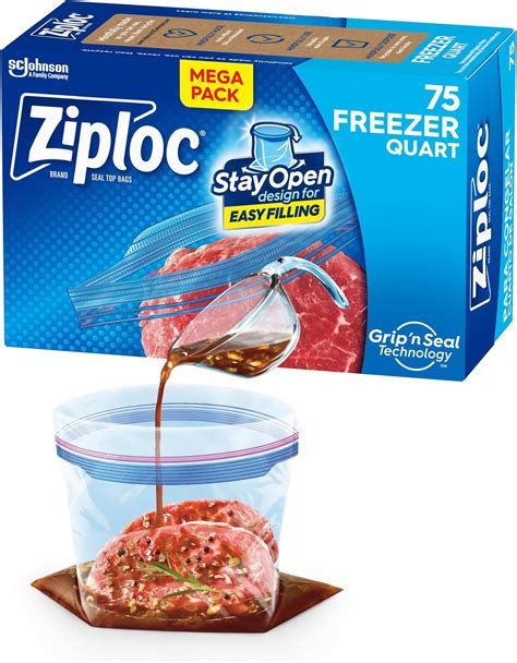 Amazon Ziploc Quart Food Storage Freezer Bags Stay Open Design