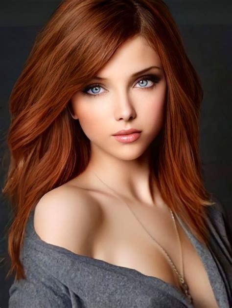 A Woman With Long Red Hair And Blue Eyes