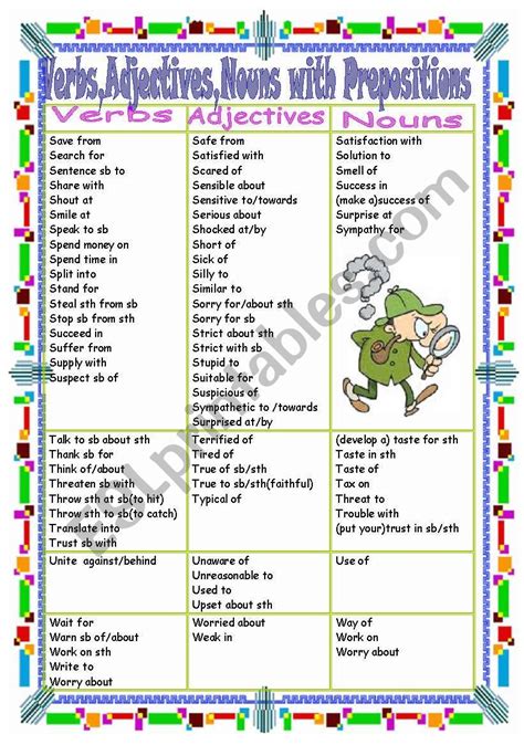 Verbs Adjectives Nouns With Prepositions Part 4 S W ESL Worksheet By