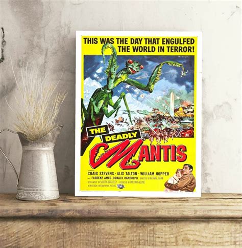 Movie Poster Deadly Mantis Vintage Sci-Fi Poster Film | Etsy