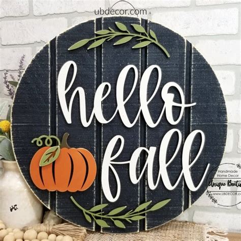 Fall Door Hanger Hello Pumpkin Door Hanger Fall Door Decor Etsy