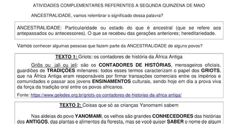 Ancestralidade e tradição oral 5º ano Artofit