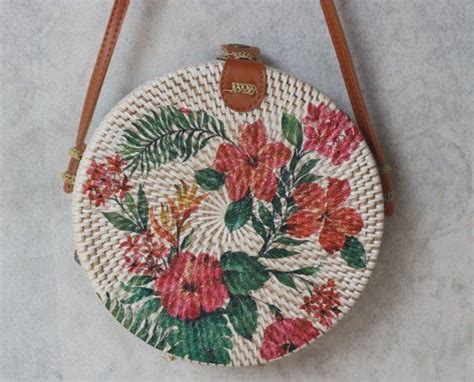 Sale Bali Round Rattan Bag Flower Summer Autumn Crossbody Etsy In