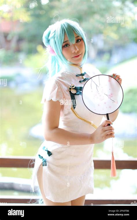 Japan anime cosplay portrait of a girl with chinese dress costume in ...