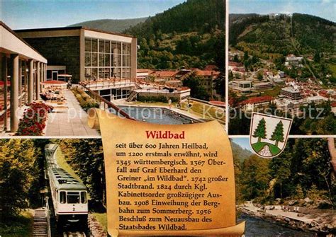 AK Ansichtskarte Wildbad Schwarzwald Freibad Fliegeraufnahme Bergbahn