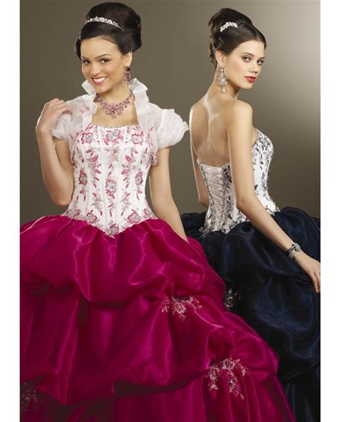 White And Fuchsia Ball Gown Strapless Lace Up Full Length Quinceanera